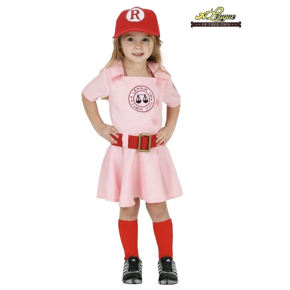 Girls League of Their Own Rockford Peaches Pink Baseball Dress Costume 4T Dottie